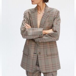 NWT Thakoon Classic Plaid Blazer Gray Check Oversized Menswear Inspired Sz 6
